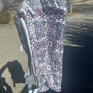 Floral Pattern Lightweight Backpack - Pink, Gray & White veral Bradley